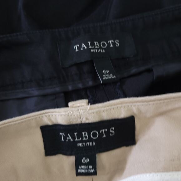 Lot of 2 Talbots 6P Bermuda Long Shorts Tan, Black, Cotton Blend, Pockets - Picture 3 of 5